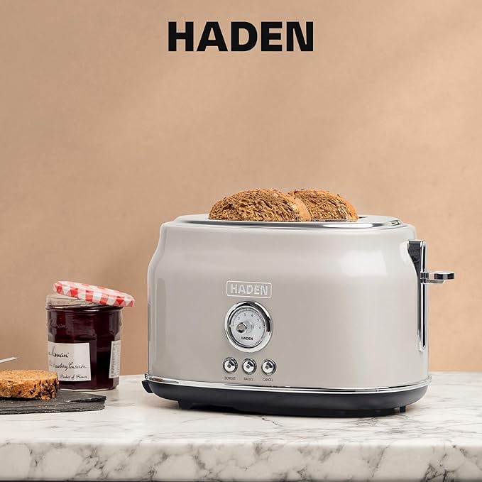 Haden 12 Cup Programmable Drip Coffee Maker Coffee Machine Bundled with Dorset 2 Slice Wide Slot Stainless Steel Toaster Putty &amp Chrome