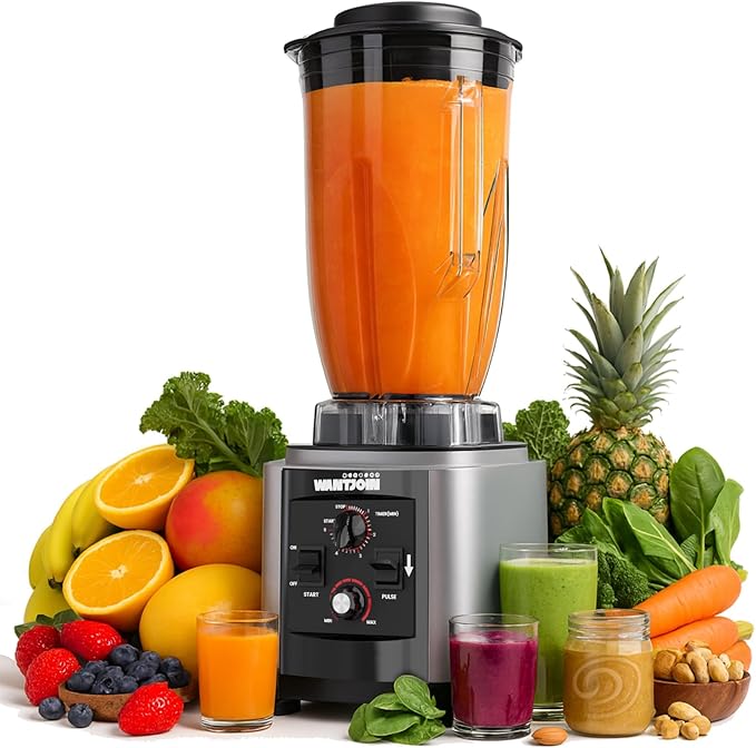 WantJoin Commercial Blender - 200Oz Extra Large Capacity Professional Blender Heavy Duty w/Pure Copper Motor Dishwasher Safe 6-Blade Combo 26000 RPM Multi Speeds Smoothie Blenders for Juice