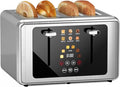 whall 4 Slice Touch Screen Toaster Stainless Steel Toasters Digital Timer Dual Control Panel Toasters6 Shade Settings＆6 Bread Types Smart Wide Slots Bagel Cancel Defrost