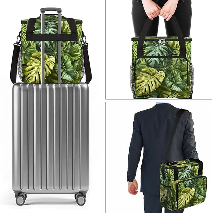 Coffee Maker Carrying Bag Palm Leaves Summer Theme Single Cup Coffee Maker Travel Bag Compatible with Keurig K-Mini or K-Mini Plus Portable Storage Bag with Shoulder StrapAZ-206