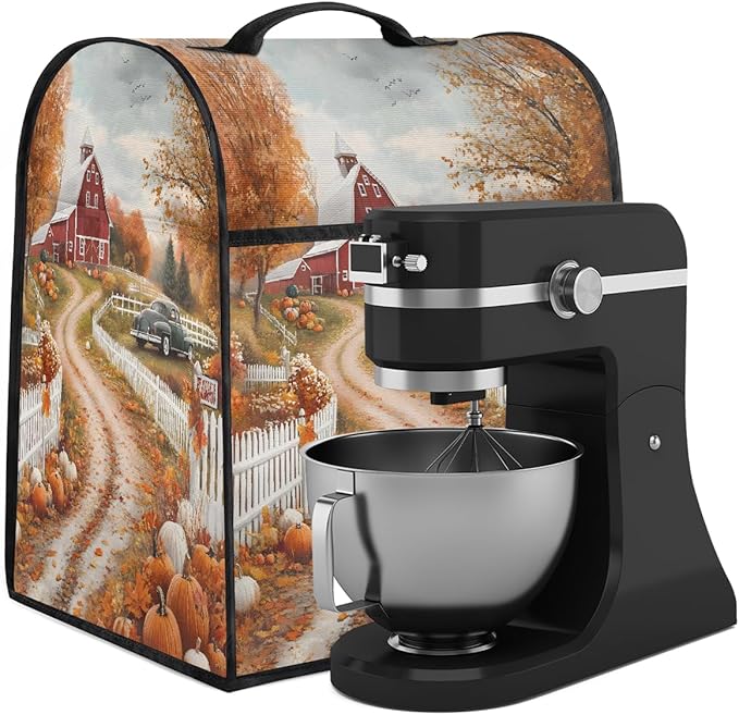cfpolar Kitchen Aid Mixer Cover Compatible with 6-8 Quarts Pumpkin Castle Autumn Stand Mixer Cover Kitchen Aid Mixers Accessories Appliance Organizer Bag Dust Covers with Zipper Pocket
