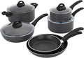 Henckels Everlift Granite 10-Piece Nonstick cookware set Made in Italy durable 3-layer granite-hued nonstick coating from recycled materials Oven safe to 400°F Dishwasher safe