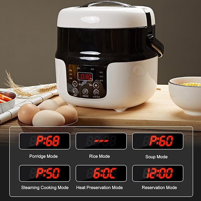 2L Car Rice Cooker Electric Rice Cooking Pot Non Stick Liner with 7 Stage Heat Control Portable Travel Rice Cooker for RV Camping and Distance Travel Includes