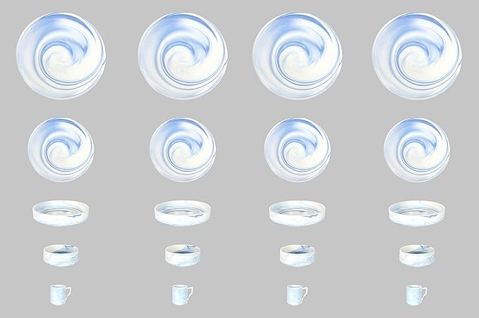 Fine China Artisan Marbled 20pc Dinner Set Blue