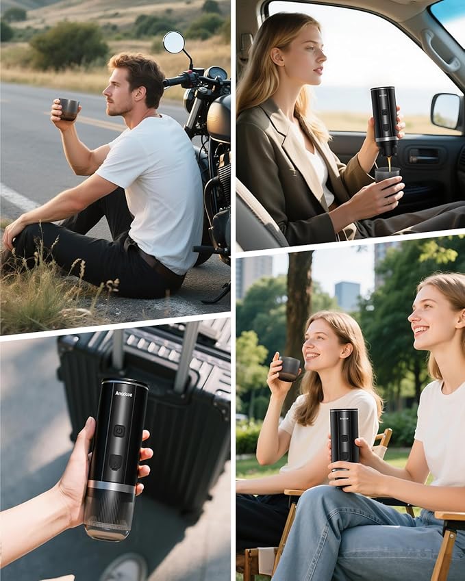Portable Espresso Maker 20 Bar Electric Espresso Machine for Travel Camping Rechargeable USB-C Mini Coffee Maker for NS Capsule Pods and Ground Coffee Matte Black