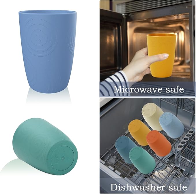 Homienly Wheat Straw Dinnerware Set Deep Dinner Plates Drinking Glasses Unbreakable Cups Microwave and Dishwasher Safe BowlsSoup Bowl Sets Dishes Set 20 PCS - Multi Color