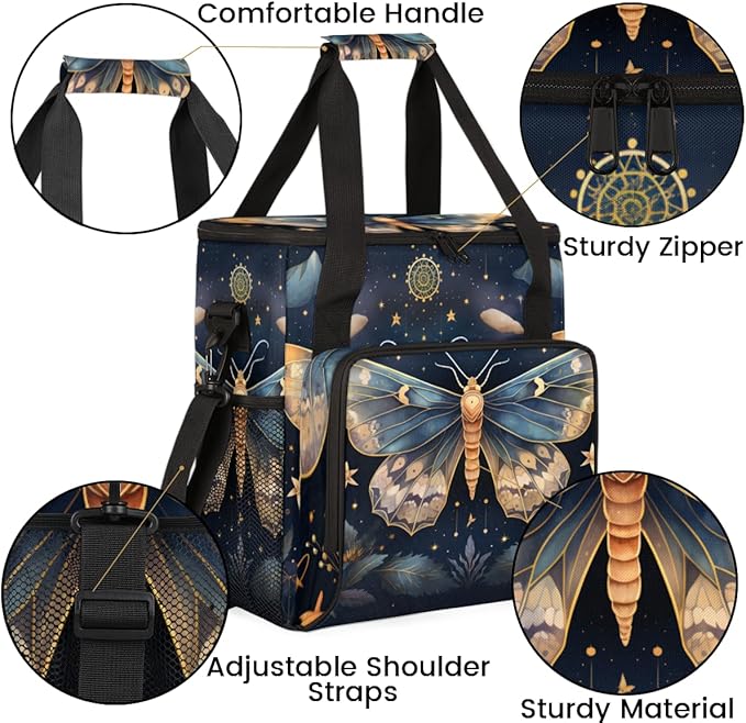 Gothic Butterfly Coffee Maker Carrying Bag Flame Butterfly Travel Storage Bag Compatible with K-Mini or K-Mini Plus Single Serve Coffee Brewer Carrying Case with Multiple Pockets &amp Shoulder Stra