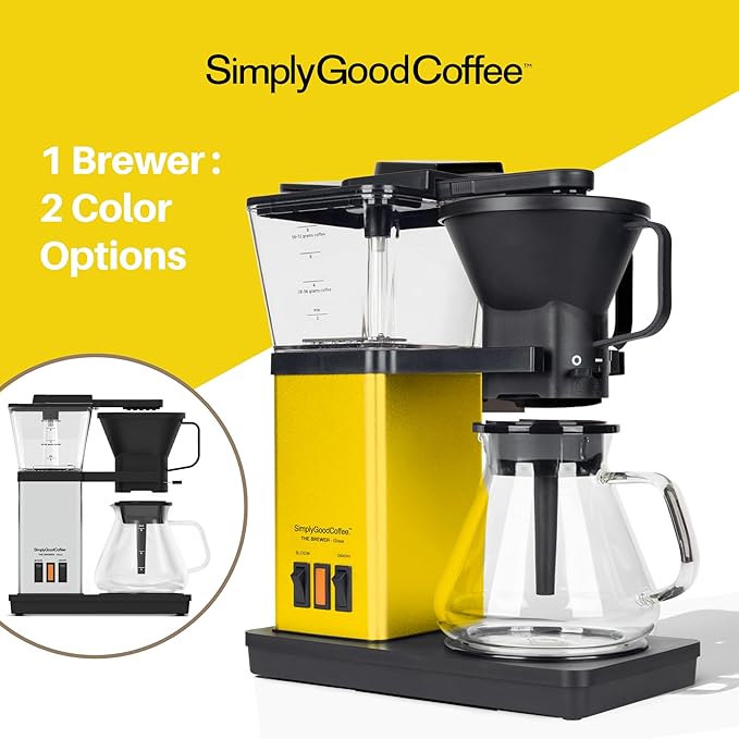 SimplyGoodCoffee Coffee Maker/Coffee Machine. 8 Cup Automatic Drip Pour Over Coffee Brewer With Vinyl Wrap Custom Kit. Easy To Use Gold Cup Standard. Ultra Gloss Yellow