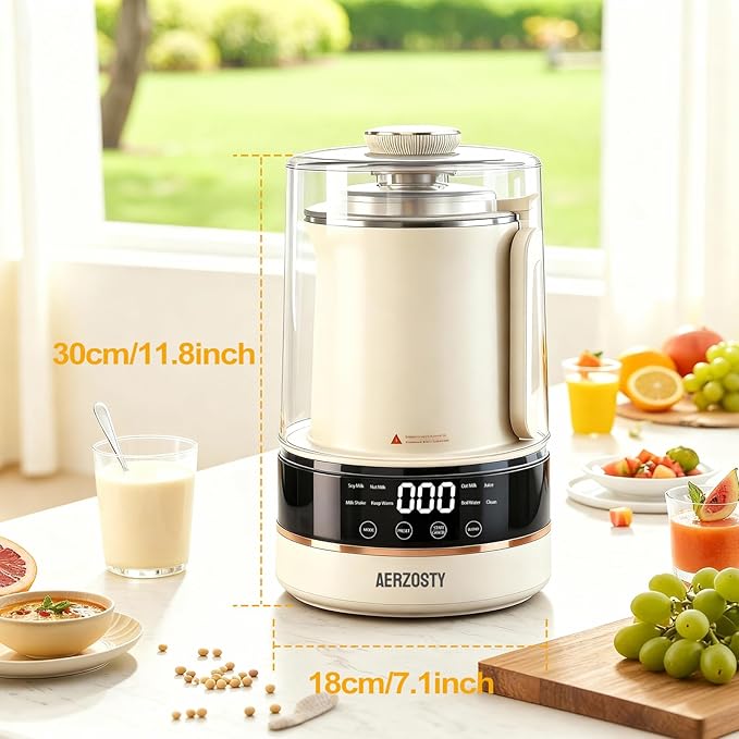 10 in 1 Nut Milk Maker Machine 40oz/1.0L Soy Milk Maker with Auto Clean/24H Delay/Keep Warm/Boil Water Almond Milk Maker for Homemade Oat Juice Milk Shakes Plant Based and Dairy Free Beverages