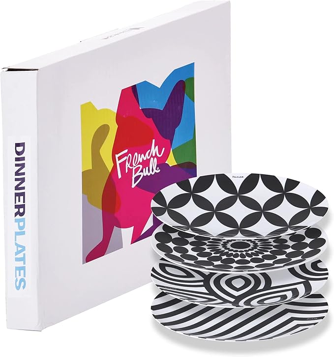 French Bull 12-Piece Dinnerware Set Black &amp White