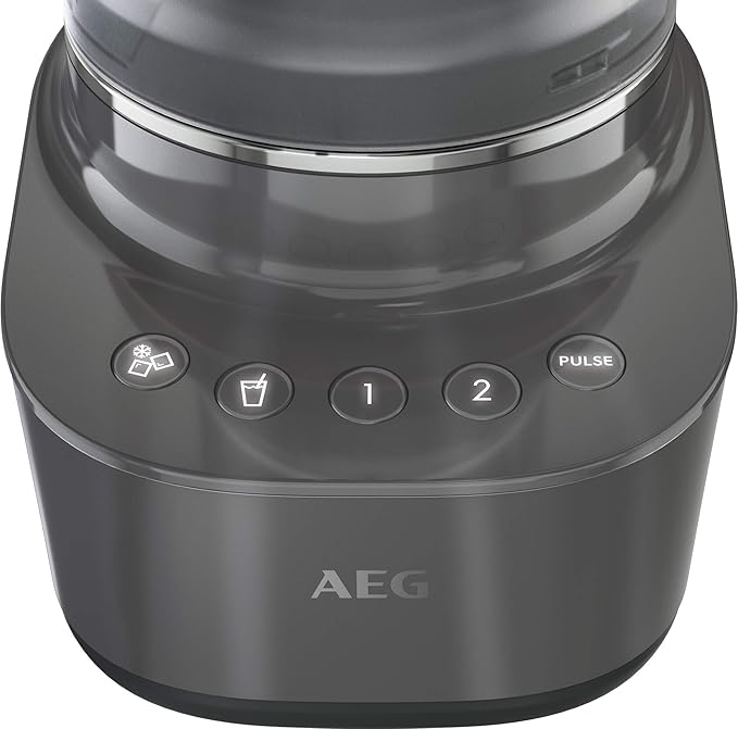 AEG CB7-1-8MTM Compact Blender (2 Levels 2 Recipe Programmes Pulse Function Includes Accessories LED Backlit Buttons 6-Blade Stainless Steel Knife 0.6 Litre Tritan Jug Grey)