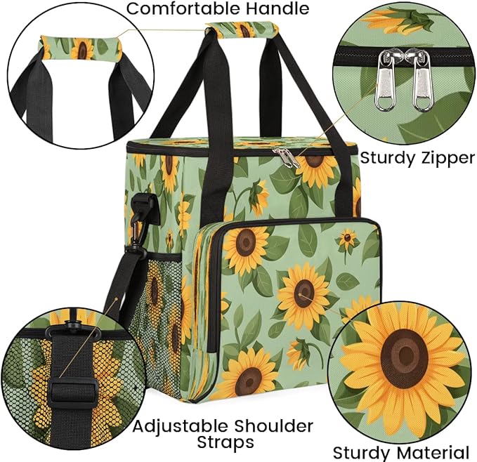 Lovely Sunflowers Coffee Maker Carrying Bag Compatible with K-Mini or K-Mini Plus Portable Single Cup Coffee Maker Case with Pockets for K Cup Pods