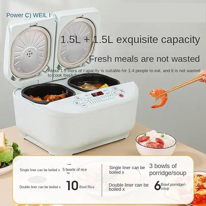 Professional Electric Rice Cooker 1.5L+1.5L Home Double Inner Tank Multi Function Rice Cooker 12H Appointment Precise Dual-Sense Temperature Control