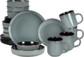 HomeVSS 20-Piece Dinnerware Set - Serves 4 Reactive Glaze Green Plates &amp Bowls Set | Microwave &amp Dishwasher Safe Dishes Set