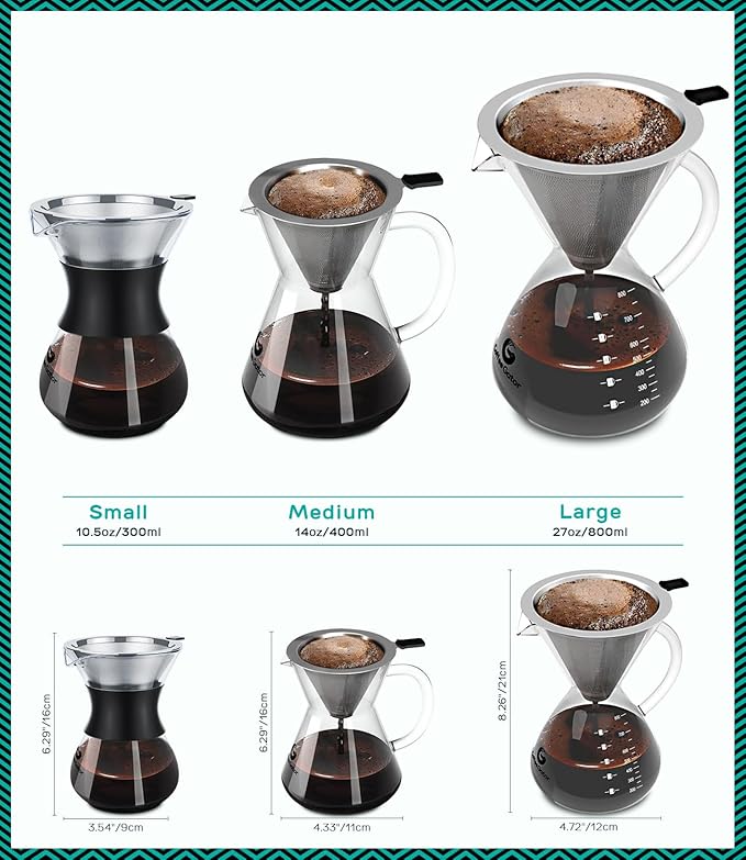 Coffee Gator Pour Over Coffee Maker 27oz 800ml Gooseneck Kettle 40oz Stainless Steel