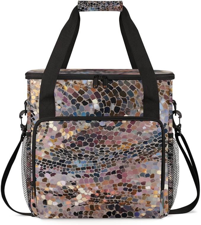 Botanic Pattern Coffee Maker Carrying Bag Portable Travel Storage Tote Bag Compatible with K-Mini or K-Mini Plus Single Serve Coffee Brewer Carrying Case with Multiple Pockets &amp Shoulder Strap