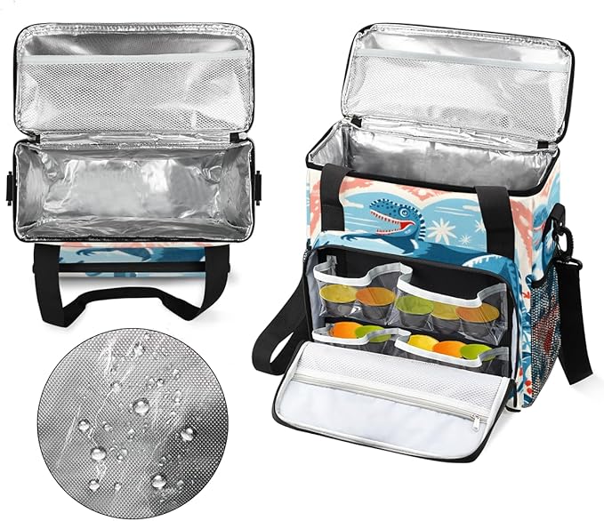 Blue Dinosaur Coffee Maker Carrying Bag Palm Leaves Travel Storage Bag Compatible with K-Mini or K-Mini Plus Single Serve Coffee Brewer Carrying Case with Multiple Pockets &amp Shoulder Strap