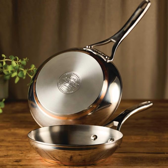 Anolon Nouvelle Stainless Stainless Steel Frying Pan Set / Fry Pan Set / Skillet Set - 8 Inch and 9.5 Inch  Silver