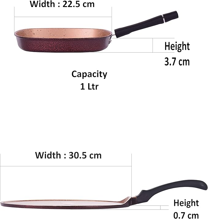 Sumeet Nonstick Granite Finish JHAROKHA Cookware Set (Tawa 30.5cm Dia + Grill Pan 22cm Dia)