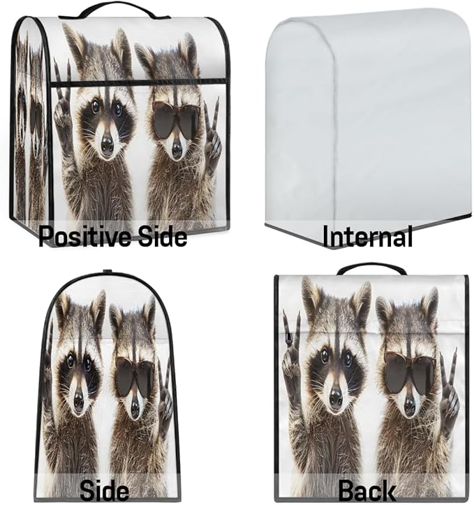 cfpolar Kitchen Aid Mixer Cover Compatible with 6-8 Quarts Animal Cute Raccoon Stand Mixer Cover Kitchen Aid Mixers Accessories Appliance Organizer Bag Dust Covers with Zipper Pocket