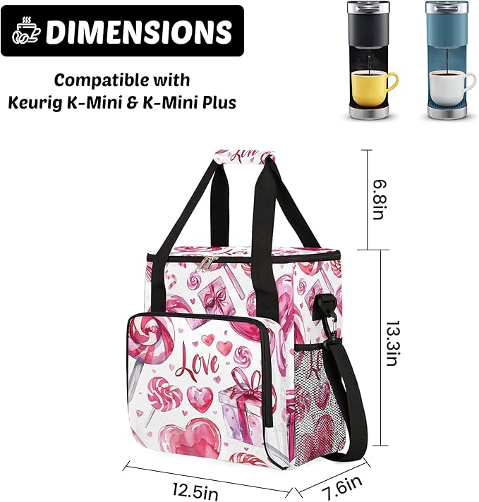 Coffee Maker Travel Bag Compatible with Keurig K-Mini K-Mini Plus or Other Accessories Portable Coffee Maker Case with Shoulder Strap for Travel(Bag Only)