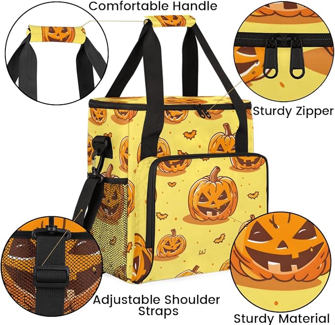 Retro Pumpkin Coffee Maker Carrying Bag Mystical Pumpkin Travel Storage Bag Compatible with K-Mini or K-Mini Plus Single Serve Coffee Brewer Carrying Case with Multiple Pockets &amp Shoulder Strap