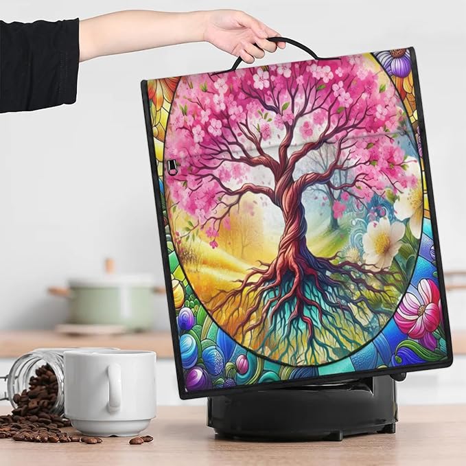 Kitchen Aid Mixer Cover Tree Of Life Flower Stand Mixer Cover Compatible with 6-8 Quarts Stand Mixers Dust Covers with Zipper Pocket Foldable Washable Kitchen Aid Organizer Bag