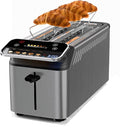 whall Toaster 4 Slice Touch Screen Toasters with Projection Display 1.5 Wide Slot 5 Bread Types &amp 11 Shade Settings Digital Timer Warming Rack Crumb Tray Reheat/Defrost Grey