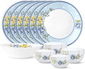 Gourmet Dinnerware Set For 6 19 Pieces White Dinner Plates and Bowls Sets Chip Resistant Tempered Opal Glass Stain Resistant Dishwasher &amp Microwave Safe Dinner Set For Gifting (Blue Sapphire