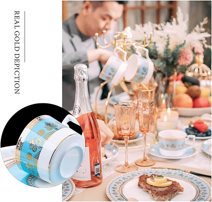 Luxurious artistic sense Dinnerware Set Service for 6Delicate afternoon tea Bone China Dinnerware SetsSteak Dinner Plates Dish Set (24Pcs)Freezer Safe Elegant Dining Plates 26DLL