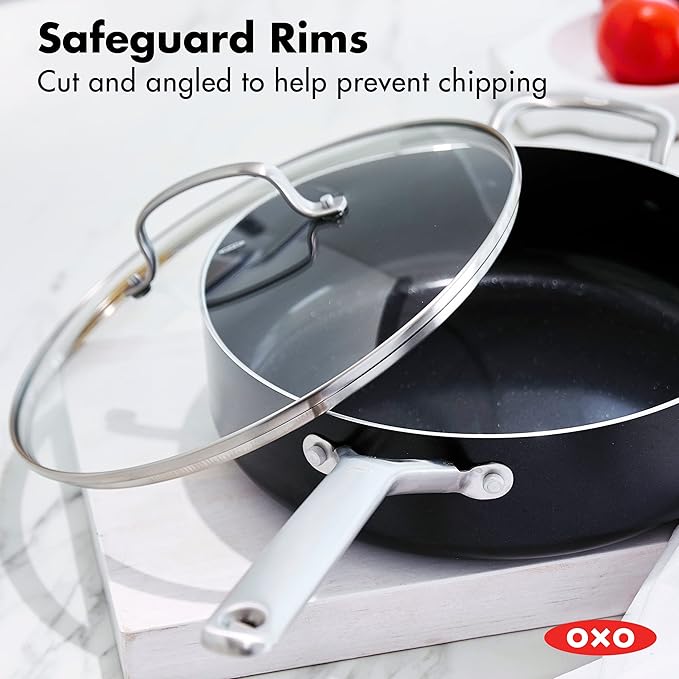 OXO Agility Series 10 Piece Cookware Pots and Pans Set Ceramic Nonstick PFAS-Free Induction SkilletsSaucepansLidsEven HeatingStainless Steel HandlesChip-Free RimsDishwasher &amp Oven SafeBl