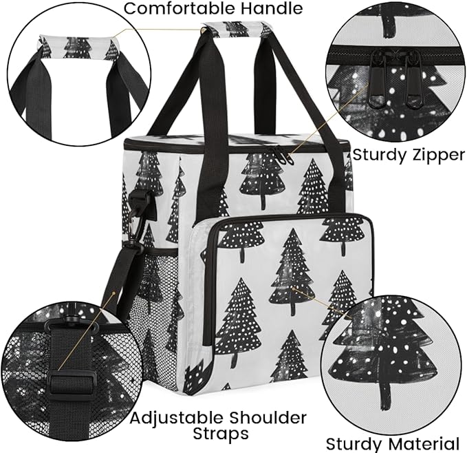 Christmas Festivals Coffee Maker Carrying Bag Christmas Tree Travel Storage Bag Compatible with K-Mini or K-Mini Plus Single Serve Coffee Brewer Carrying Case with Multiple Pockets &amp Shoulder St