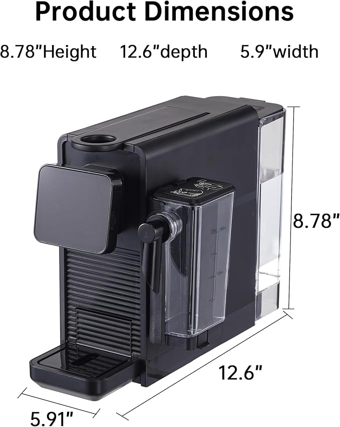 Morpilot Capsule Coffee Machine Compatible with Nespresso Capsules Single-Serve Coffee Machine For Espresso Lungo Cappuccino &amp Latte With Milk Frother 20-Bar High Pressure &amp 0.75L Water Ta