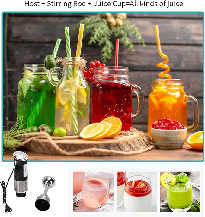 Variable Speed Hand Blender Stainless Steel Immersion Blender for Quick Blending of Smoothies Baby Food and Soups