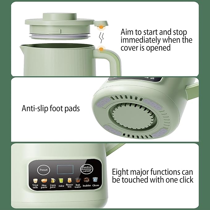 Soybean Machine Soy Milk Maker Juice Blender 600ml Portable Blending Machine with 12-Hour Timer and Auto Clean for 1-3 People Touch Control Kitchen Appliance