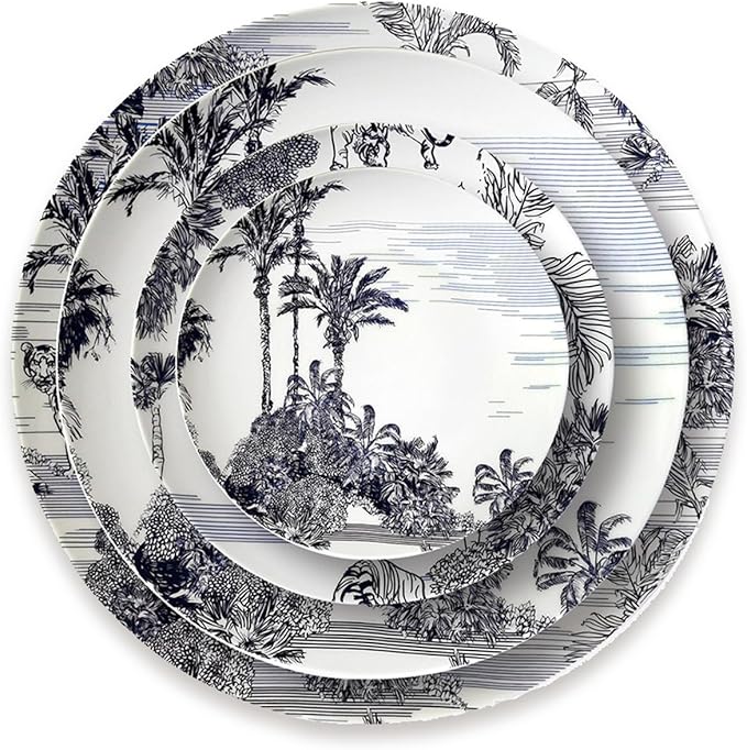 Bone china dinnerware set for 2 Plates set with dessert plates (6.5&amp8 inch) and dinner steak plate(10.5&amp12 inch) dishes set for home and kitchen forest animal pattern series 03
