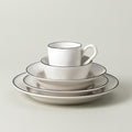 Costa Nova Ceramic Stoneware 5-Piece Place Setting Service for 1 - Beja Collection White &amp Blue | Microwave &amp Dishwasher Safe Dinnerware Set | Food Safe Glazing | Restaurant Quality Tableware