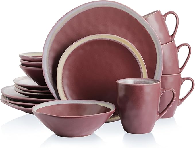 Stone Lain Serafina Stoneware 16-piece Round Dinnerware Set Wine