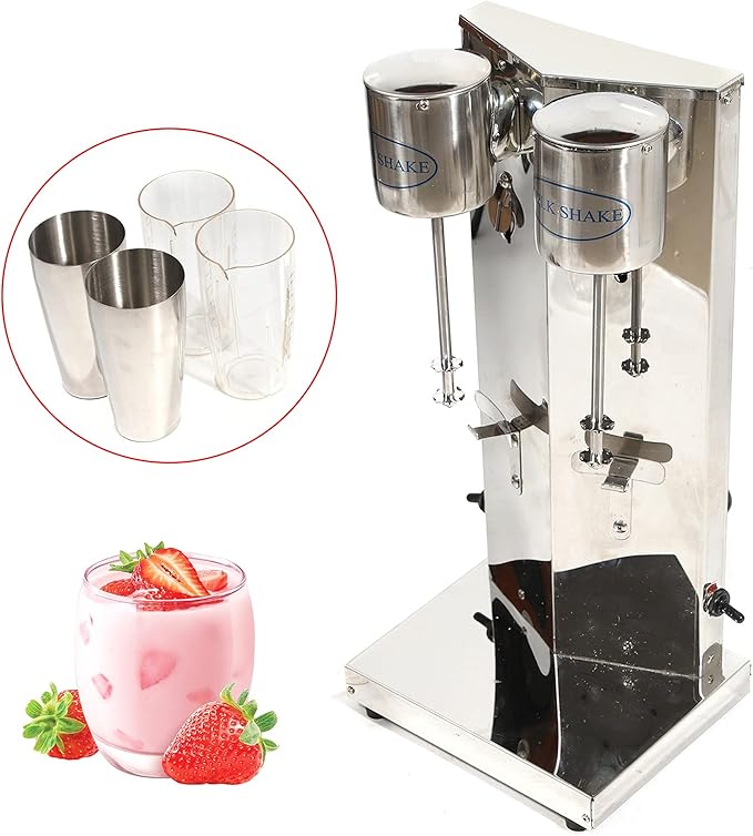 Commercial Stainless Steel Milk Shake Machine Stainless Steel Electric Milkshake Maker Double Head Drink Mixer 180W 110V 18000r/min (Double Head 18000r/min)