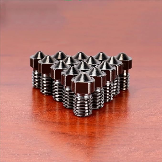 Hardened Steel V6 Nozzle High Temperature Wear-Resistance 3D Print PEI PEEK Carbon Fiber 1.75mm Filament for E3D Hotend(1PC 0.3mm)