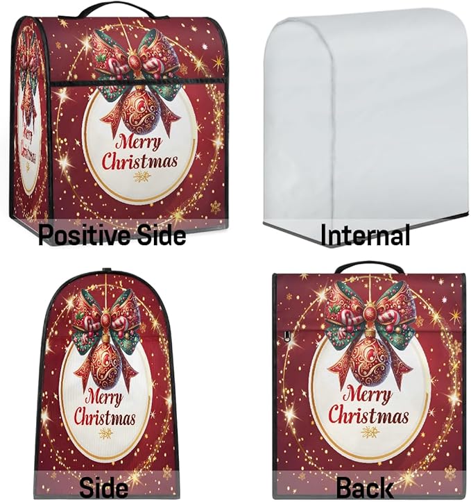 cfpolar Kitchen Aid Mixer Cover Compatible with 6-8 Quarts Christmas Balls Xmas Bows Stand Mixer Cover Kitchen Aid Mixers Accessories Appliance Organizer Bag Dust Covers with Zipper Pocket
