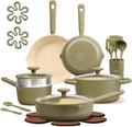CAROTE 21pcs Cookware Set Nonstick Pots and Pans Set Ceramic Cookware Set Induction Cookware Non toxic Healthy Non Stick Kitchen Cooking Set PFAS PTFE Free