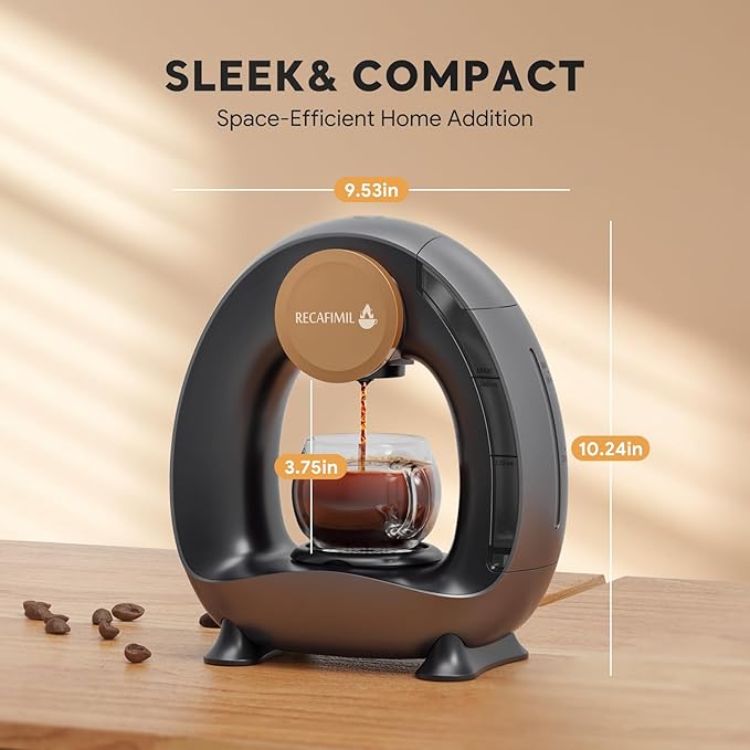 Single Serve Coffee Maker For K Cup Pod and Coffee Grounds /Tea Fast Brew in 2 minutes 2 IN 1 One Button Coffee Machine 4-8 Oz Brew Sizes Stylish＆Compact For Home Office RV and Dorm Black