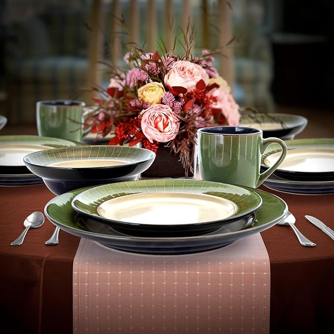 16-Piece Stoneware Dinnerware Set for 4 – Durable Microwave &amp Dishwasher Safe