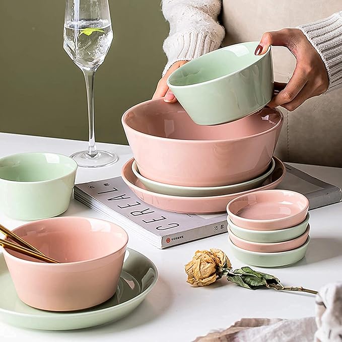 Dinnerware Sets Dish SetCeramics Dinner SetsNordic Luxury Style Porcelain of 58 | Simple Solid Color Cereal Bowl and Steak Plate Set