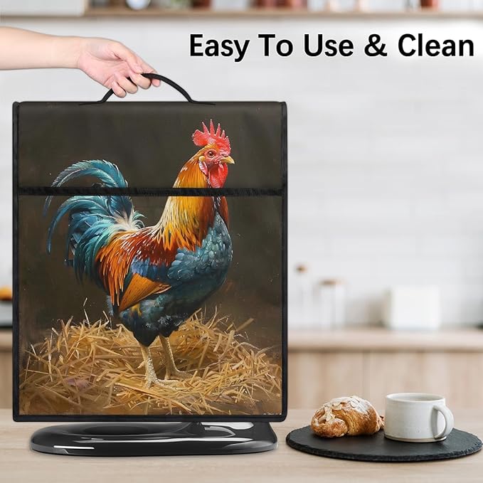 Kitchen Aid Mixer Cover Animal Rooster Autumn Stand Mixer Cover Compatible with 6-8 Quarts Stand Mixers Dust Covers with Zipper Pocket Foldable Washable Kitchen Aid Organizer Bag