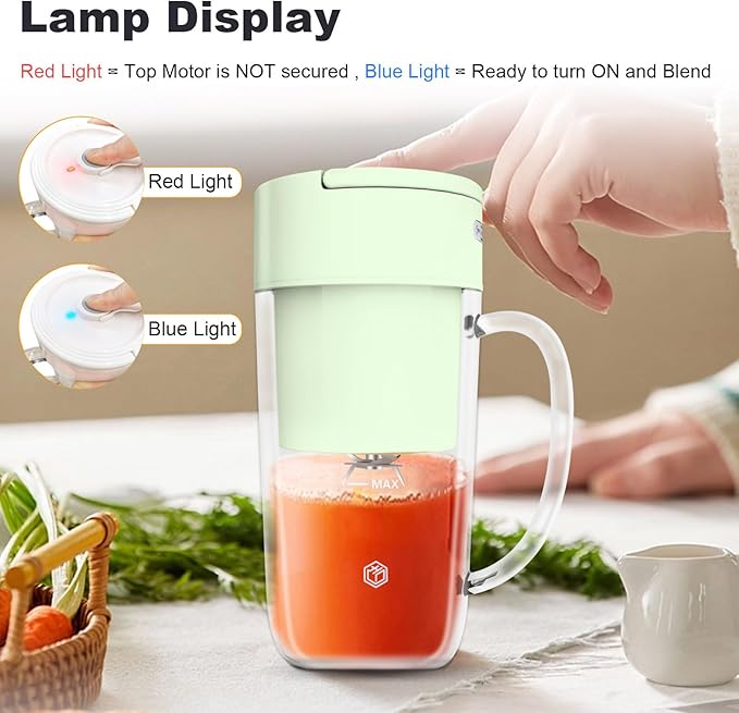 Portable Blender 10 oz Mini Personal Blender for Smoothies Fruits and Veggies with Rechargeable USB Easy to Clean suitable for Traveling or Camping(Green)