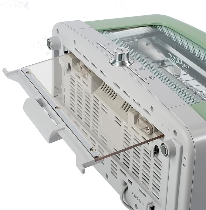 Graphite Heating Technology Pop-Up Toaster w/7 Heat Settings 3 Toasting Functions &amp Unique Bagel Mode Olive/Brushed Nickel