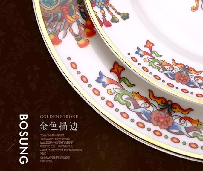European Style Dinnerware Set Service for 2 Bone China Dinnerware Sets Unbreakable Porcelain Dinner Sets Coffee Cup and Saucer Tableware Set Steak Dinner Plates Dish Set Triumph Horse-2