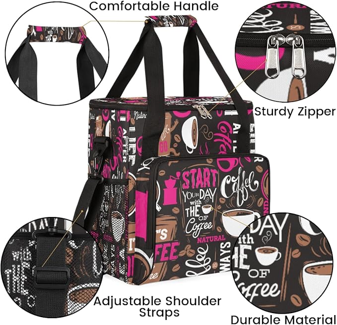 cfpolar Coffee Maker Storage Bag Waterproof Travel Carrying Storage Tote Bag Organizer Case Compatible with K-Mini or K-Mini Plus And Suitable for Other Accessories With Pockets for K-Cup Pods
